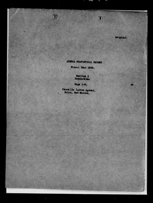 Jicarilla Indian School Annual Statistical Report, 1935