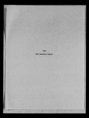 Hopi Agency Narrative Report 1936