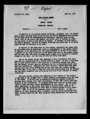 Hopi Agency Narrative Report, 1927